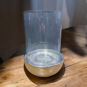 32CM NICKEL PLATED HURRICANE CANDLE HOLDER