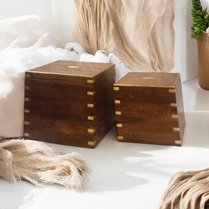 45CM SET 2 WOODEN CHESTS