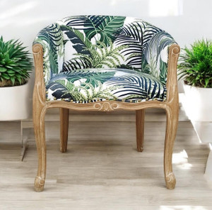 NATURAL FR PALM LEAF FABRIC LOUIS CHAIR
