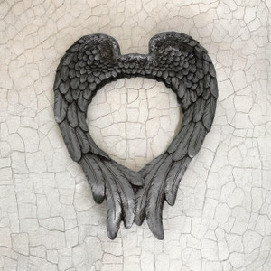 57CM ANTIQUE SILVER MIRROR-WING DESIGN