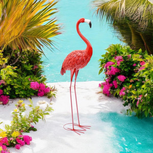 150CM PINK METAL FLAMINGO
