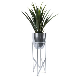 90cm Silver Planter with Artificial Yukka Plant