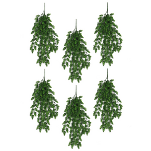 Pack of 6 x Hanging UV and Fire Resistant Artificial Clustered Fern Plant 128cm
