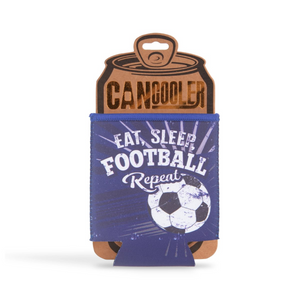 Pre-personalied Can Cooler Gift - For Cans and Bottles - Football (Blue & White)