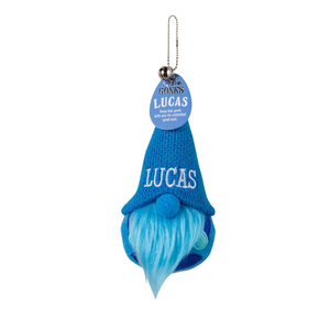 Pre-personalised Lucky Gonk Mascot Keyring For Bags and Backpacks - Lucas