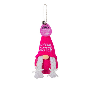 Pre-personalised Lucky Gonk Mascot Keyring For Bags and Backpacks - Special Sister