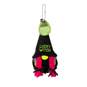 Pre-personalised Lucky Gonk Mascot Keyring For Bags and Backpacks - Lucky Witch