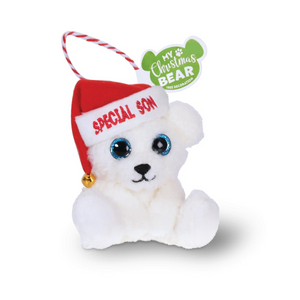 Pre-personalised My Christmas Bear Tree Plush Decoration Gift - Special Son