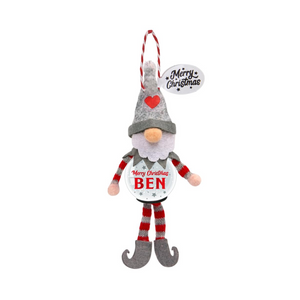 Pre-personalised Snowglobe Santa Elf Christmas Tree Decoration Gift - Ben