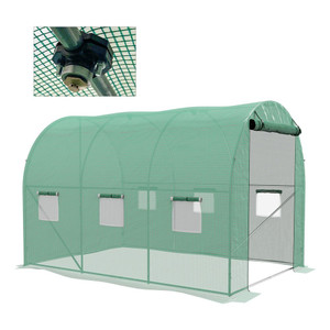 Outsunny Polytunnel Green House with Sprinkler System, Wide Door - 298L x 200W x 197Hcm