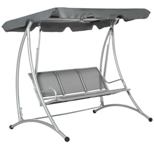 3 Person Steel Swing Chair & Adjustable Canopy  - Dark Grey