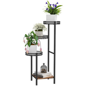 Outsunny 4 Tiered Plant Pot Stand, Metal Plant Shelf for Living Room