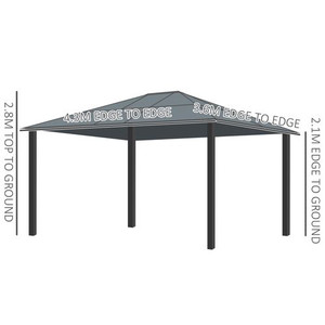 Outsunny 4.3m x 3.6m Aluminium Frame Texteline Draped Hardtop Gazebo Brown