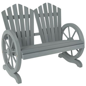 Outsunny 2 Seater Garden Bench w/ Wheel-Shaped Armrests Grey