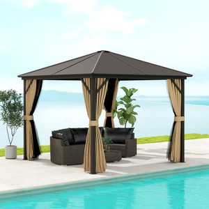 Outsunny 3x3(m) Hardtop Gazebo Outdoor Shelter with Aluminium Frame