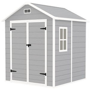 Outsunny 6 x 5ft Resin Garden Shed with Floor and Window - Light Grey