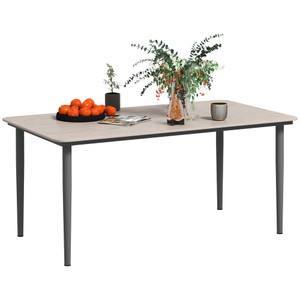 Outsunny Garden Table with Rust Resistant Metal Frame - Light Grey