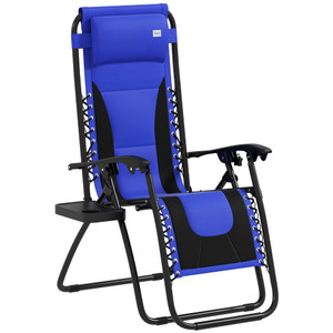 Outsunny Zero Gravity Lounger Folding Recliner Chair w/ Cup Holder - Blue