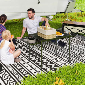 Outsunny 4.5ft Portable Folding Table, Height Adjustable Metal Picnic Table