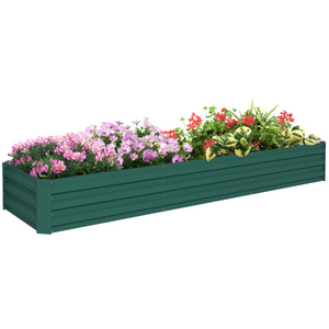 Outsunny Galvanised Raised Bed for Garden, Outdoor Elevated Planter Box - Green
