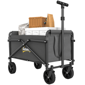 Outsunny 41L Festival Trolley, 60kg Heavy Duty Folding Trolley Cart, Black - Grey