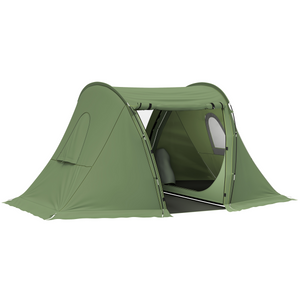 Outsunny 3 Man Camping Tent with 2 Bedrooms, 3000mm Waterproof - Green