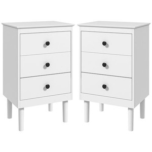 HOMCOM Bedside Table Set of 2, Bedside Cabinet w/ 3 Drawers, Modern Side Table,