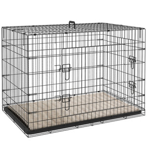 PawHut Dog Crate with 2 Doors, Tray, Soft Cushion, for Extra Small Dogs - 105 L x 70 W x 75Hcm