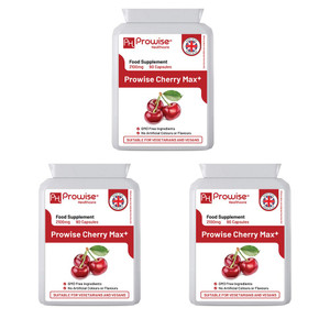 Cherry Max+ (Pack of 3) 2100mg Montmorency Cherry Added with Black Cherry I 90 Vegan Capsules High Strength I Made in The UK by Prowise Healthcare