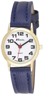 Ravel Ladies Basic White Dial Blue Leather Strap Watch R0105.26.2A
