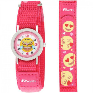 Ravel Children Velcro Nylon Watch Available Multiple Colour & Design R1507 - Pink / Gold