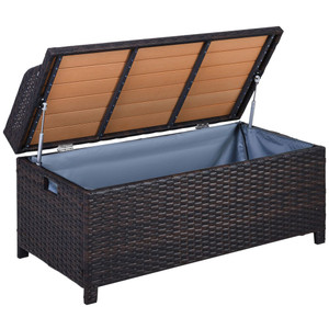 Premium Rattan Garden Storage - 102Lx51Wx51H cm Brown - Cabinet Cushion Box Chest