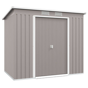 Outsunny 7 x 4ft Metal Garden Storage Shed w/ Double Door & Ventilation Grey