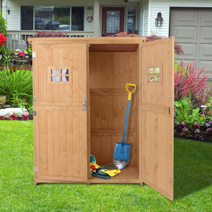 Premium Pine Wood Garden Shed with Double Doors - 127.5Lx50Wx164H cm - Waterproof & Spacious Storage Solution - Nature Wood