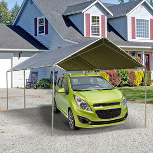 3x6m Heavy Duty Galvanized Steel Frame Canopy Vehicle Shelter - Grey