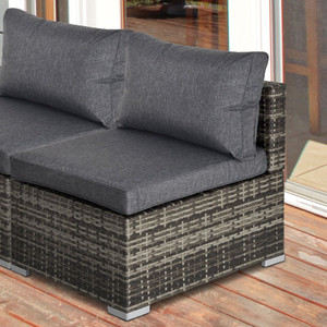 Outdoor Rattan Single Sofa w/ Cushions - Garden Patio Furniture - Deep Grey