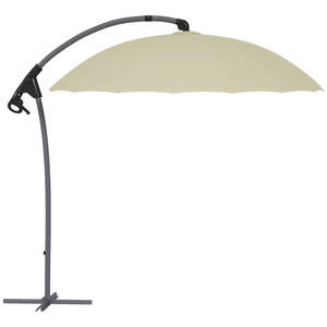 Outsunny 2.7m Cantilever Parasol - Crank Handle, 16 Ribs, UV50+, Beige - Beige