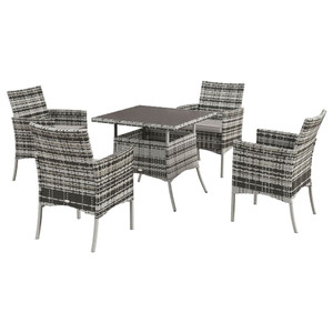Premium 4 Seater Rattan Furniture Set - Tempered Glass - Grey