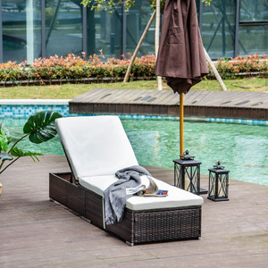 Outsunny Rattan Outdoor Reclining Sun Lounger - Durable, Adjustable, Comfortable - Ideal for Gardens, Patios | Free Shipping - Brown