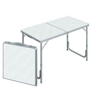 Outsunny 4ft Aluminium Portable Folding Camping Picnic Table Outdoor Garden - White