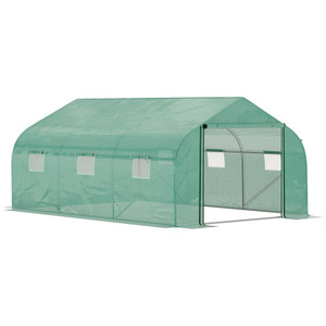 Premium 15x10ft Walk-in Greenhouse: Strong PE Cover, ZipDoor, 6 Windows, Ideal for Year-Round Gardening