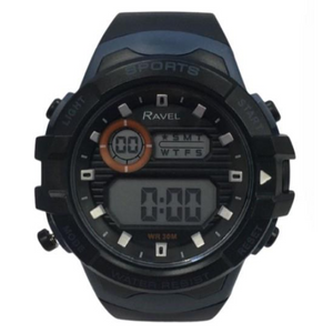 Ravel Mens 3ATM Digital Sports Black/Blue Watch RDG.14.32