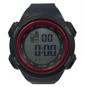 Ravel Mens 3ATM Digital Sports Red Ring Watch RDG.14.36