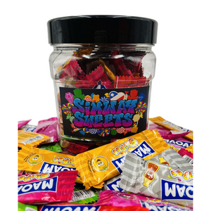 Simway Sweets Jar 535g - Maoam Stripes Mini Bars Mix - Individually Wrapped Sweets - Approximately 60 Pieces