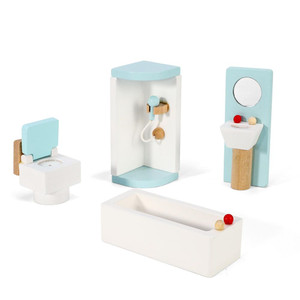 Premium Soka Room Playset - Best Quality Wooden Dollhouse Furniture - Hours of Creative Fun - Certified Safe - Ideal Gift - Bathroom