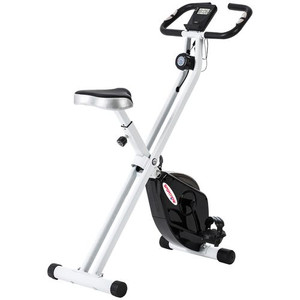SPORTNOW Folding Exercise Bike with Heart-Rate Sensor for Home Use - Black and White