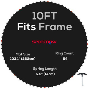 SPORTNOW Trampoline Mat with 54 V-Hooks, for 10ft Trampoline