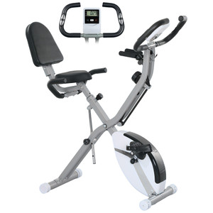 SPORTNOW Folding Exercise Bike with Arm Bands and Hand Pulse Sensor - White