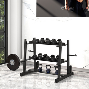 SPORTNOW 3-Tier Dumbbell Rack for Dumbbells, Kettlebells&Plates (Rack Only)