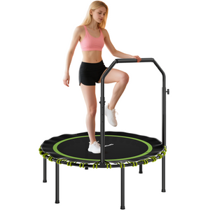 SPORTNOW Foldable Fitness Trampoline Rebounder with Handle - Green